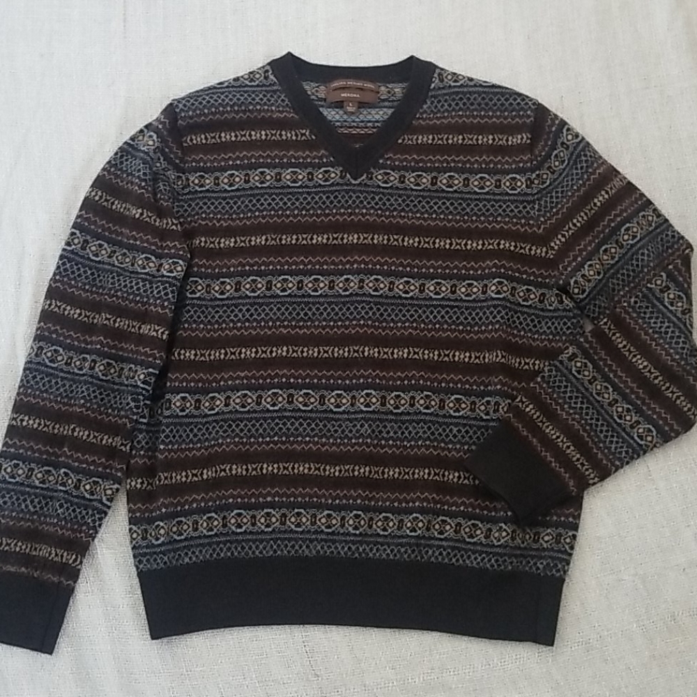 Italian Merino Wool Merona Patterned Sweater